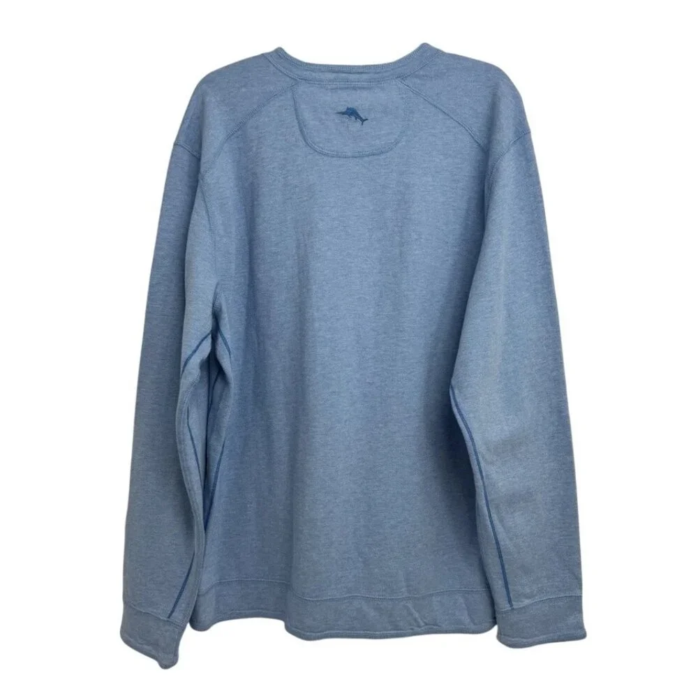 Tommy Bahama 2XB Big Sky Blue Heather Reversible Flipshore Abaco Sweatshirt - Picture 2 of 9